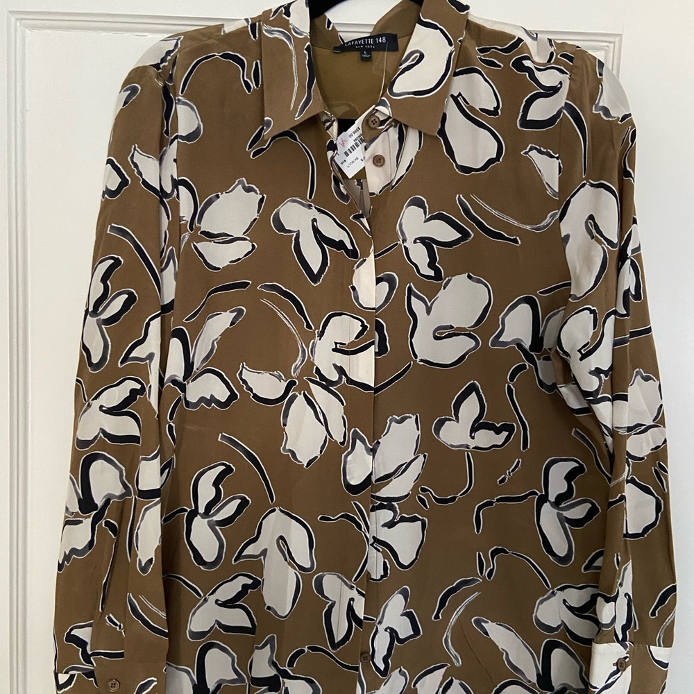 NWT Women's Lafayette Silk Blouse Large